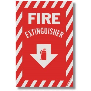 Brooks Fire Extinguisher Self Adhesive Vinyl Sign 8x12