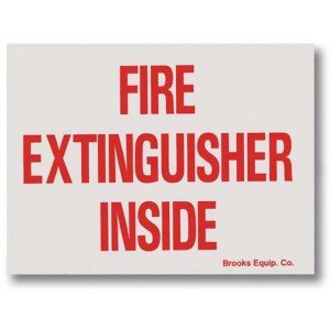 Brooks Fire Extinguisher Self Adhesive Vinyl Sign 4x3