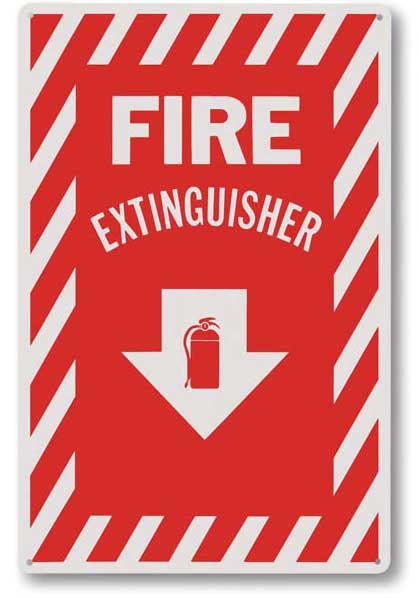 Brooks Fire Extinguisher Rigid Plastic Sign 8x12