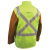 Black Stallion Safety FR Cotton & Cowhide Hybrid Welding Jacket, Safety Lime - Image 2