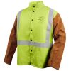 Black Stallion Safety FR Cotton & Cowhide Hybrid Welding Jacket, Safety Lime